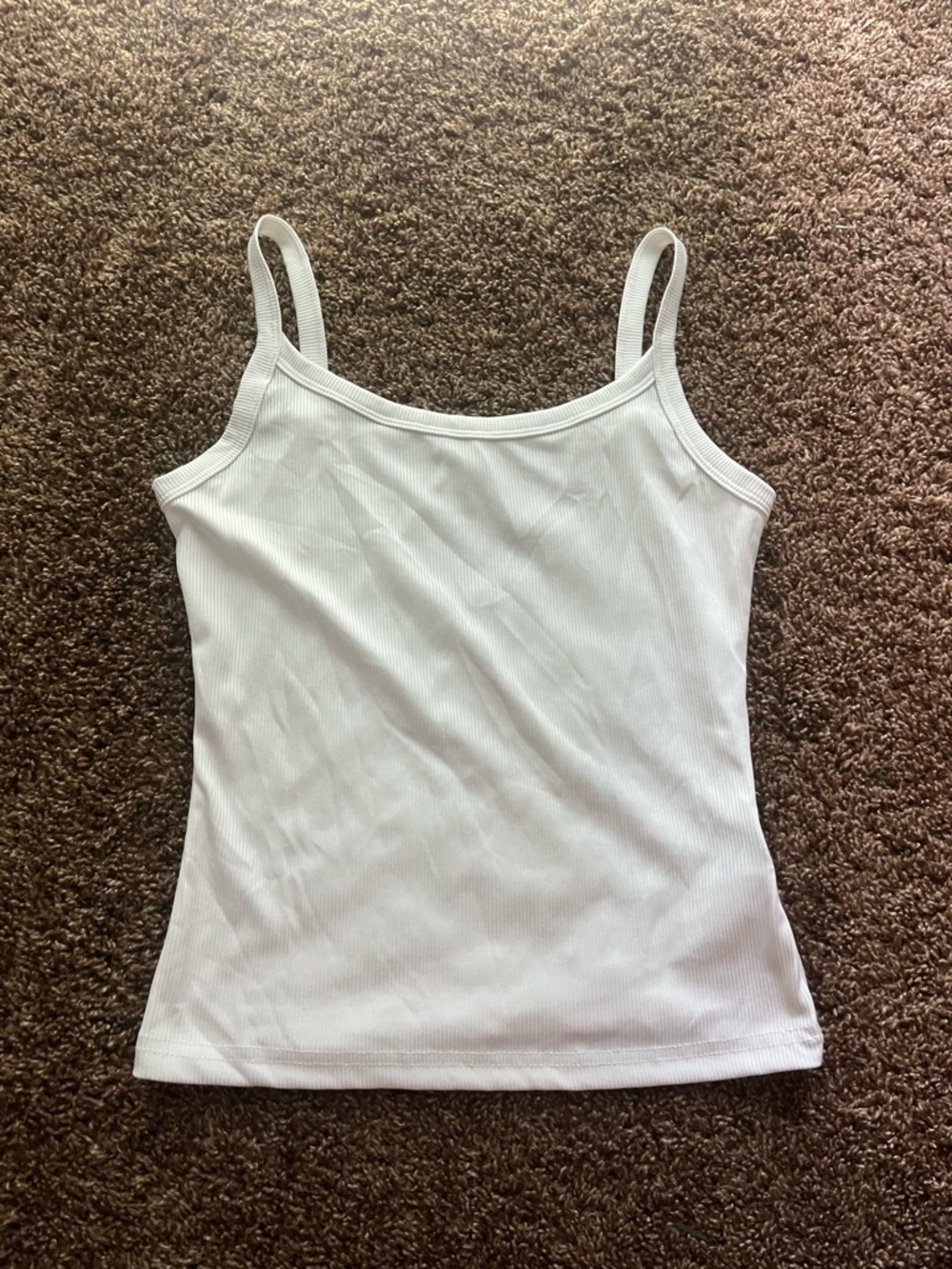 SHEIN White Ribbed Slim-Strap Camisole